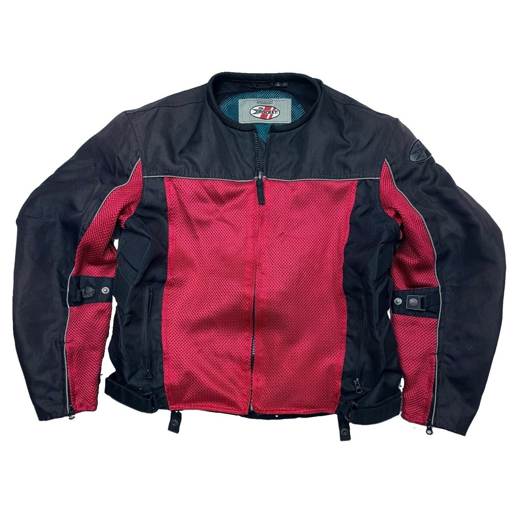 Joe Rocket Velocity Motorcycle Jacket Mens L Red Black Mesh Armored Riding